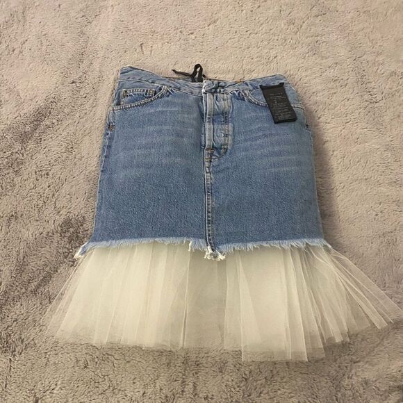 Ben Taverniti Unravel project reversible jean/ tulle skirt, size 25 - Picture 4 of 13